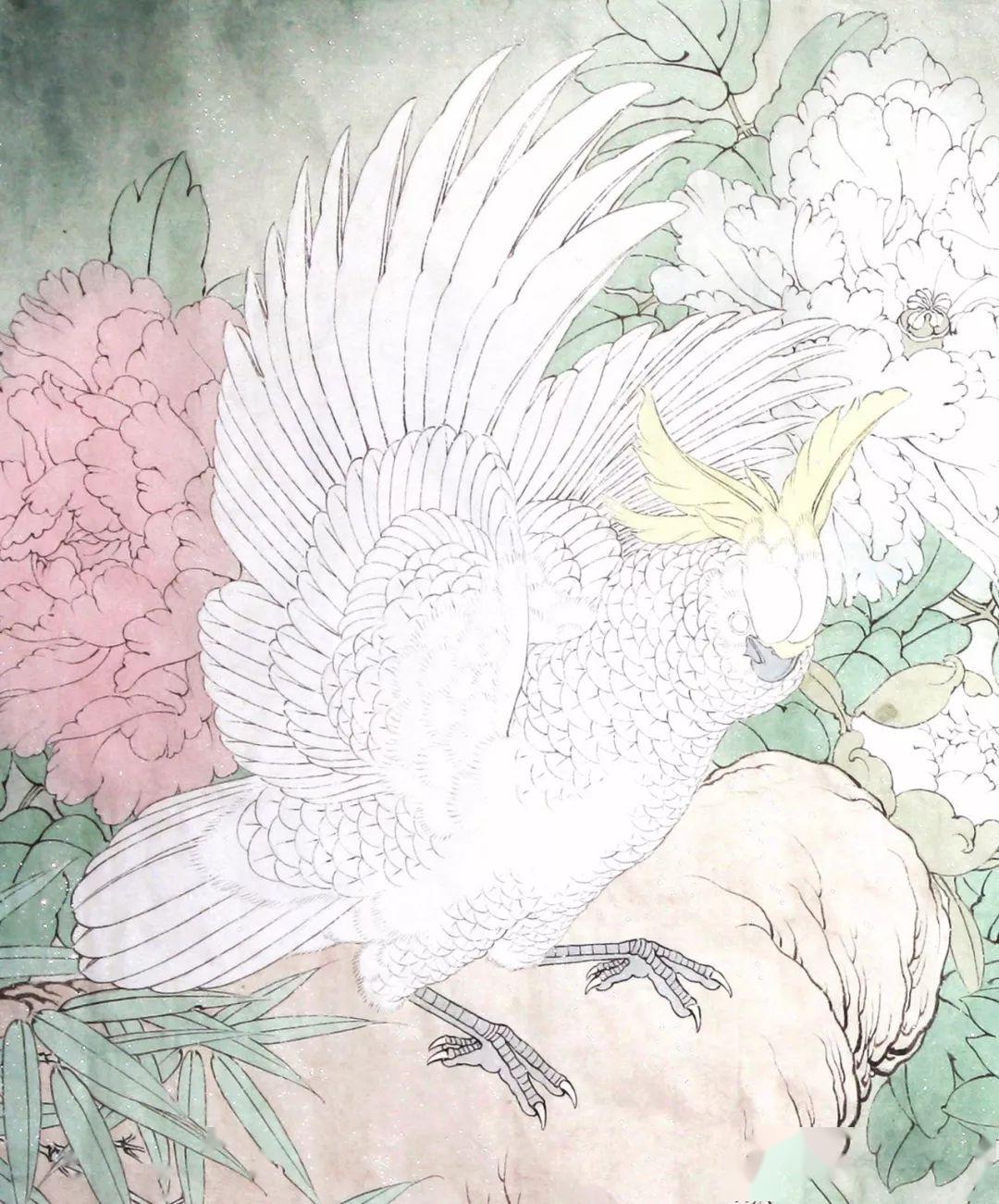 李晓明工笔葵花鹦鹉设色技法含详细文字解析