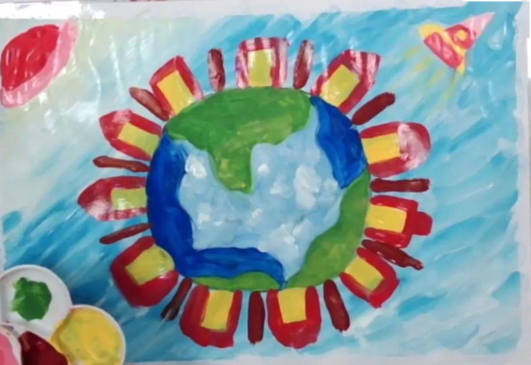 停课不停学——绘画《地球我来护》_颜料