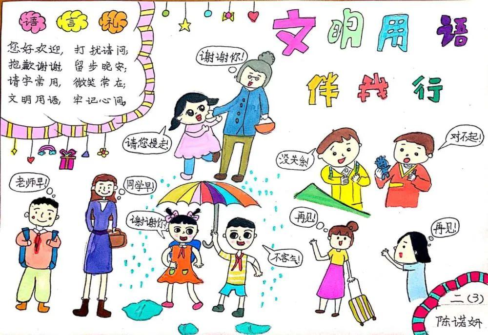 小报制作图文绘画校园文明礼仪是我们学习,生活的根基,是健康成长的