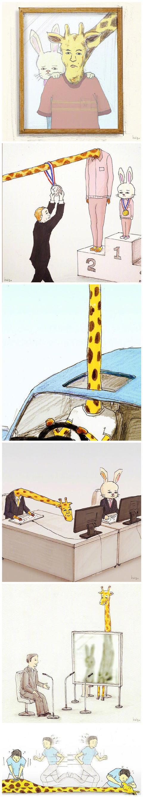 漫画:长颈鹿先生的烦恼