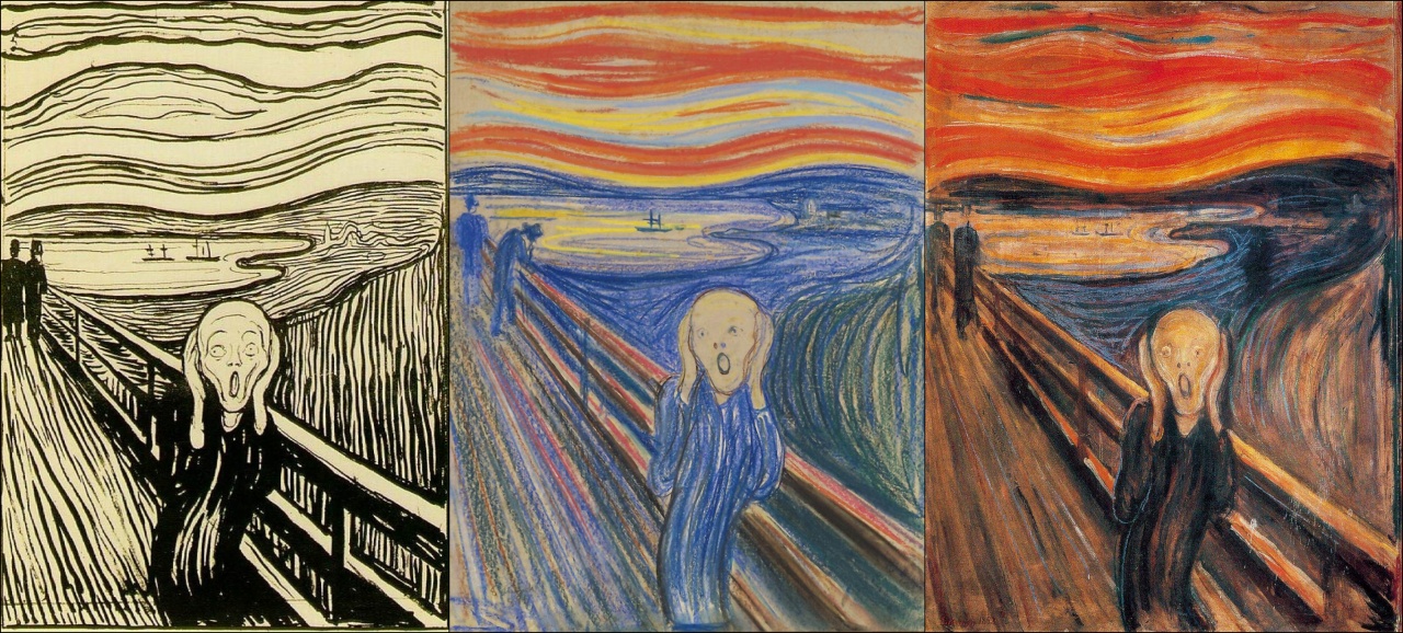 蒙克不仅创作了几个版本的《呐喊》,还给它画了几个姊妹作品,合称"