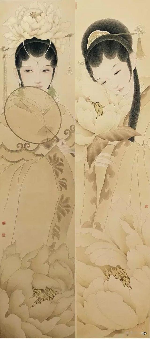 超级大美的十二花神图欣赏付洛红的工笔仕女画