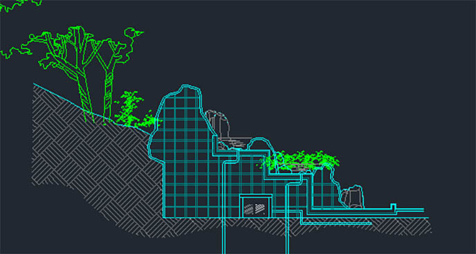 贵州望山公园大型仿真假山设计cad图制作的第一版