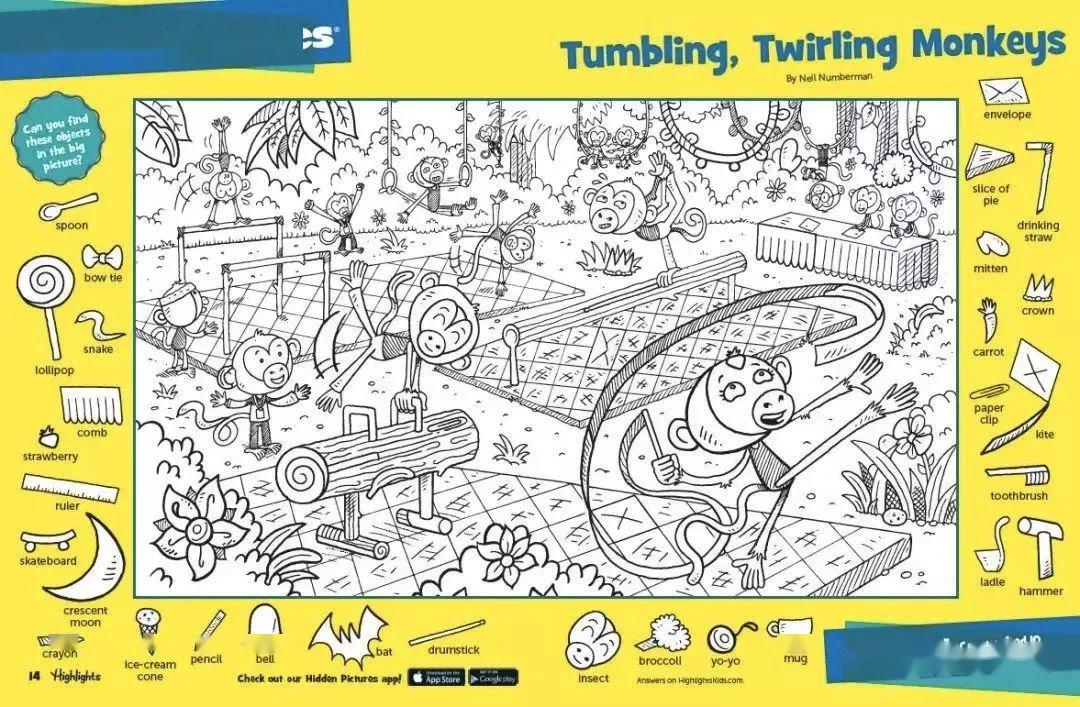 期刊中的图画捉迷藏娃可以自己玩,妈妈在家也可以跟孩子用英语互动