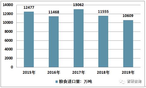 2019年中国粮食供给及进口现状粮食产量664亿吨进口106亿吨图