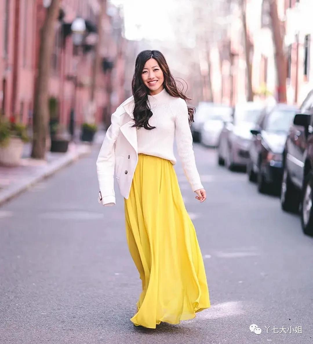淡黄的长裙穿搭大赛都开始了还不打算入手一条