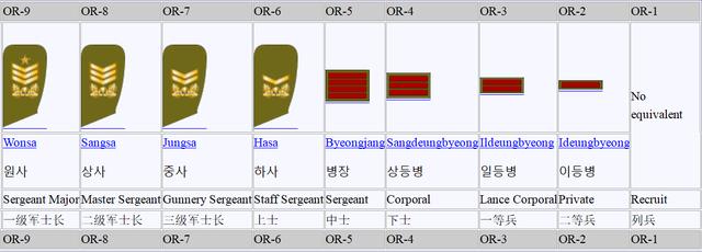 下面,我们随便研究一下韩国海军陆战队的军衔.
