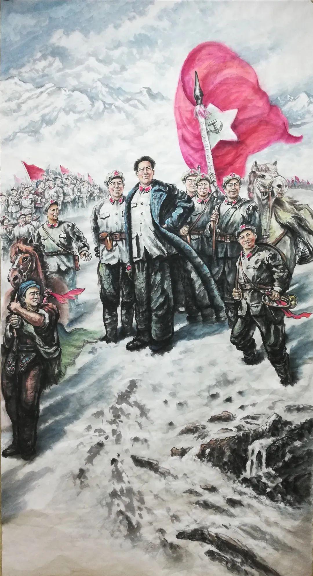 国画红军雪山图片