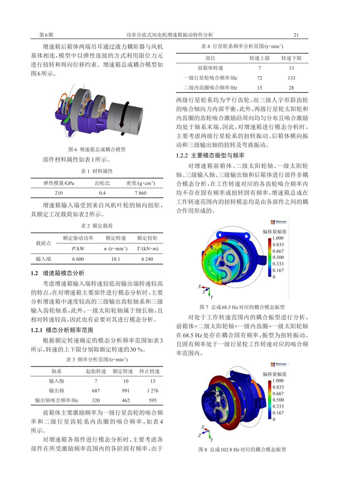 功率分流式风电机增速箱振动特性分析