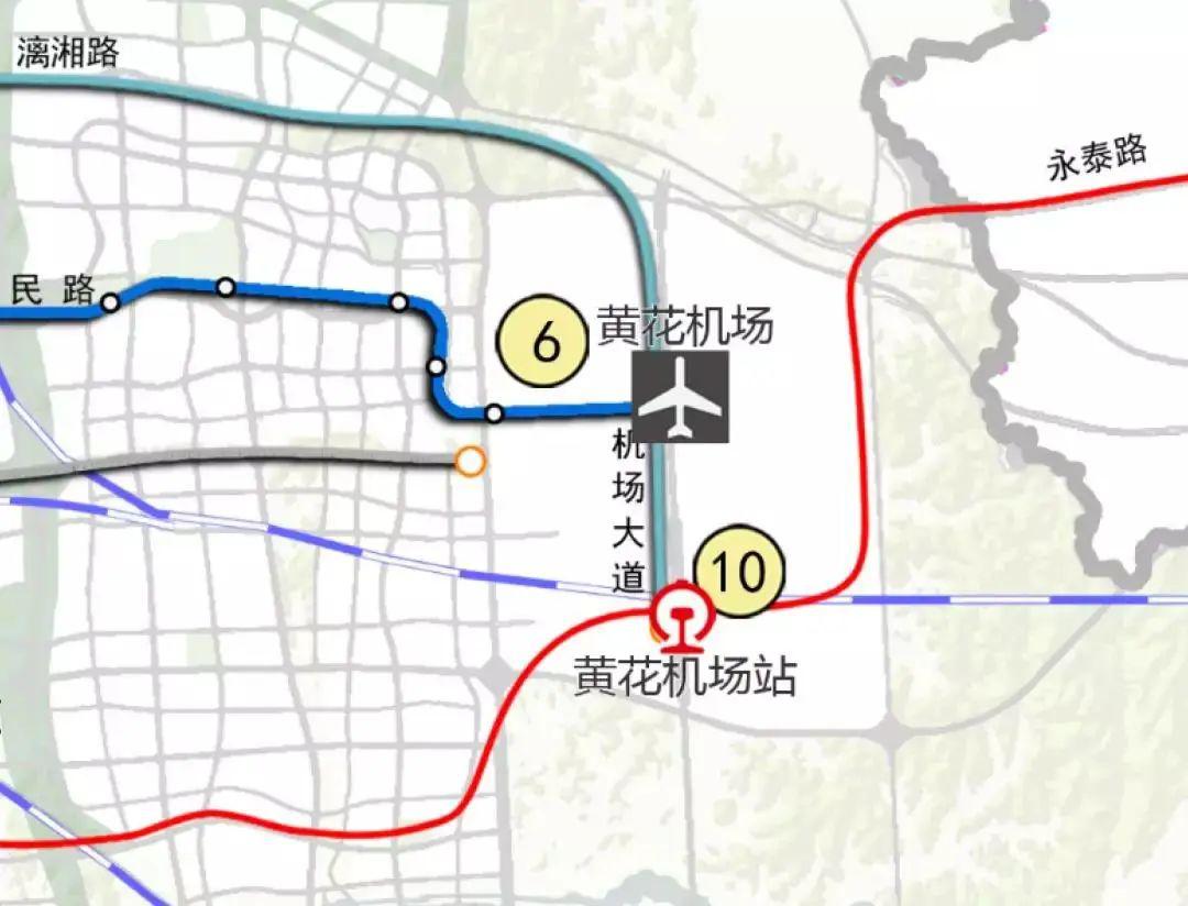 長贛高鐵長沙市區段線路走向示意圖(僅供參考)長沙地鐵6號線規劃圖