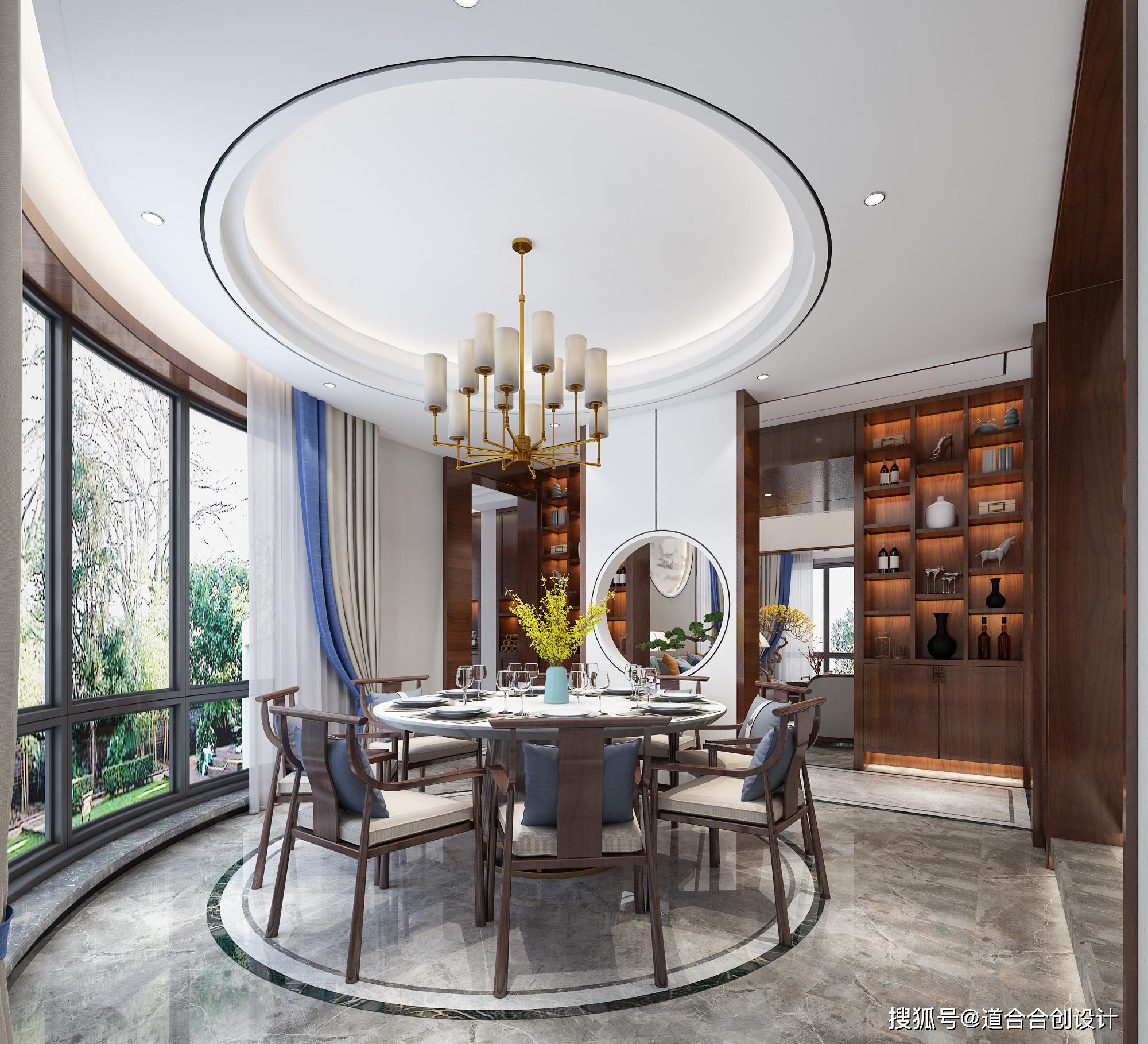 新房420㎡别墅装修半包一共才花40万这新中式风格太美了道合合创设计