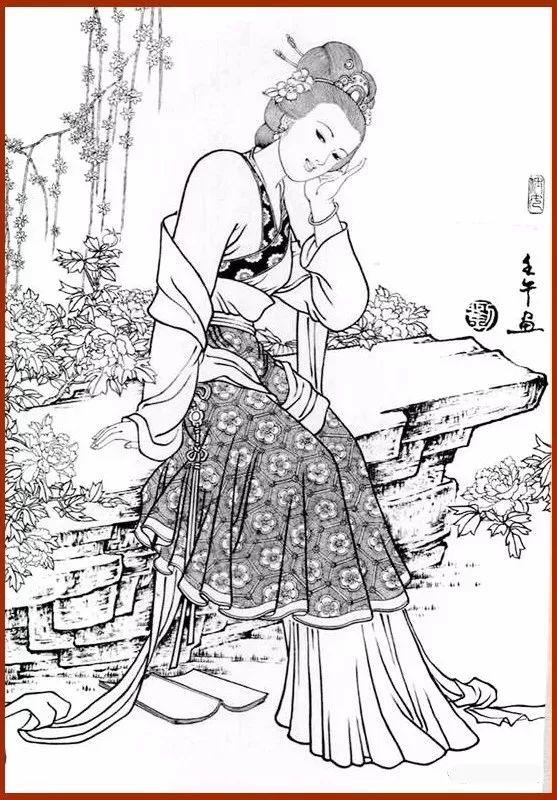 精美白描人物线稿值得收藏