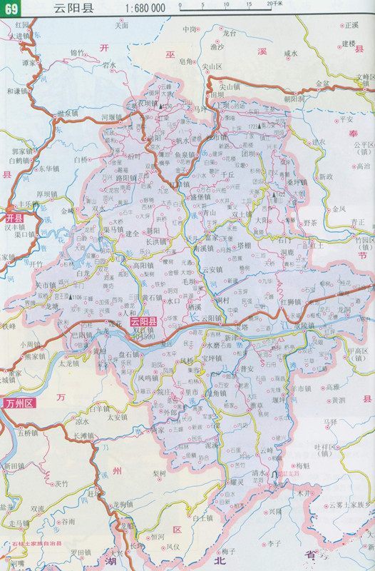 云阳县乡镇行政地图图片