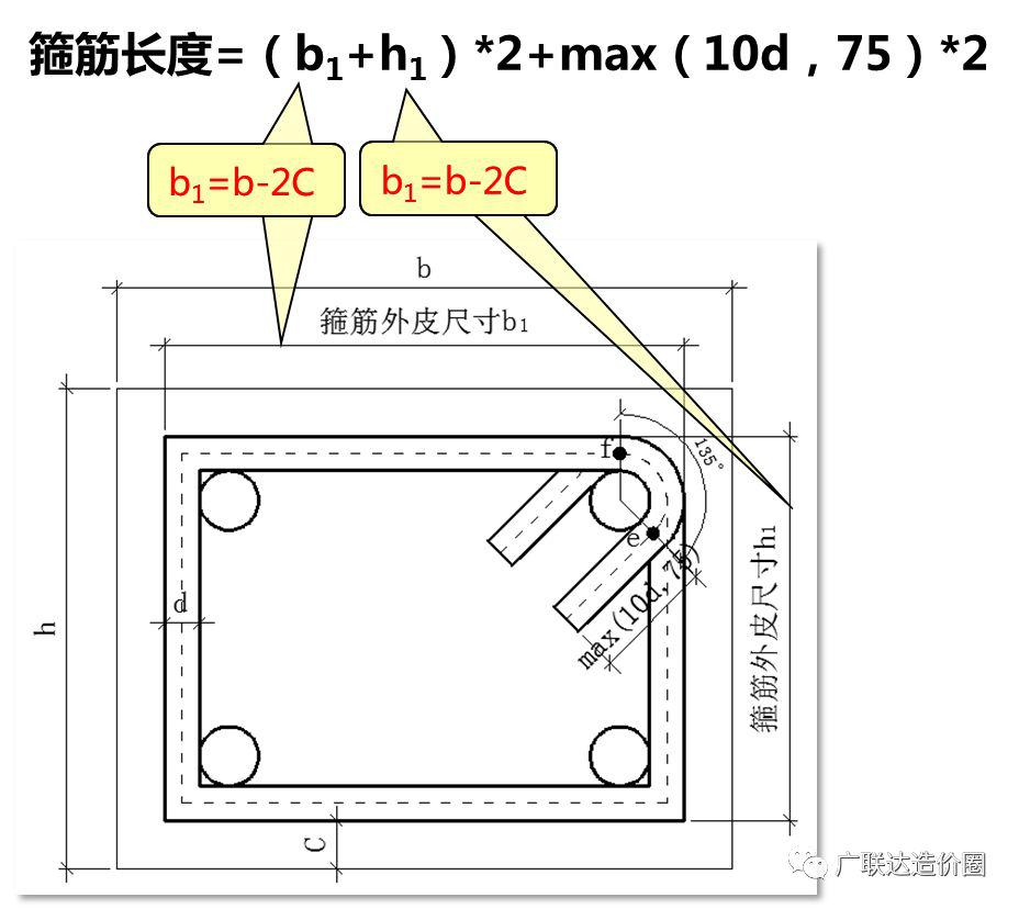 5,按外皮計算公式推導圖12這個135度彎鉤計算結果,與廣聯達軟件計算是