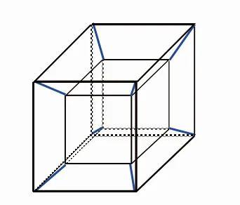 和小立方体中间的空间,按照小立方体的前后左右上下,分割成六个棱台形