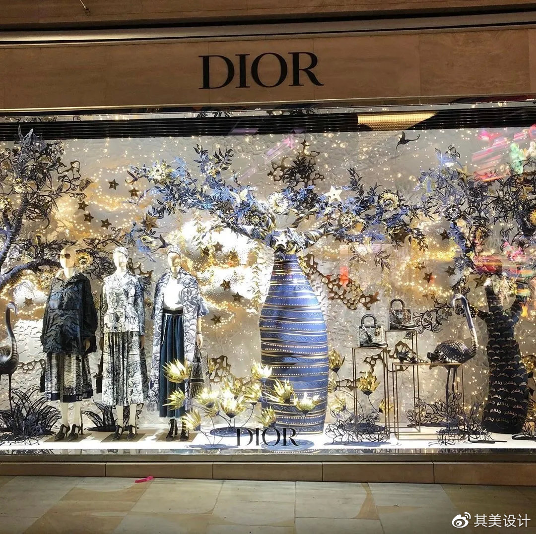 dior 20 早春系列女装橱窗dior 店铺陈列store display伦敦旗舰店03大