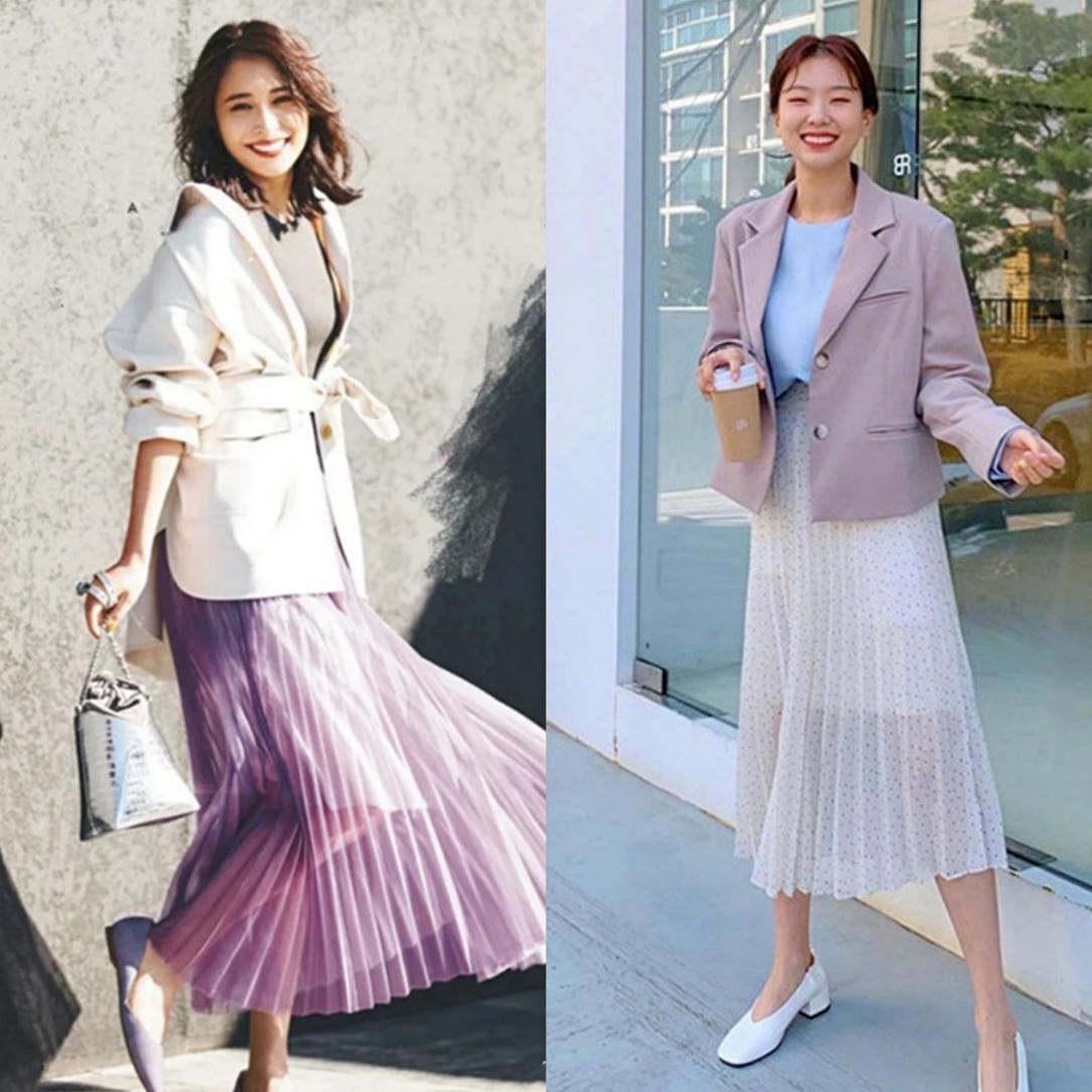 原创春夏不要乱穿衣试试西装纱裙这样搭恬静优雅一手抓