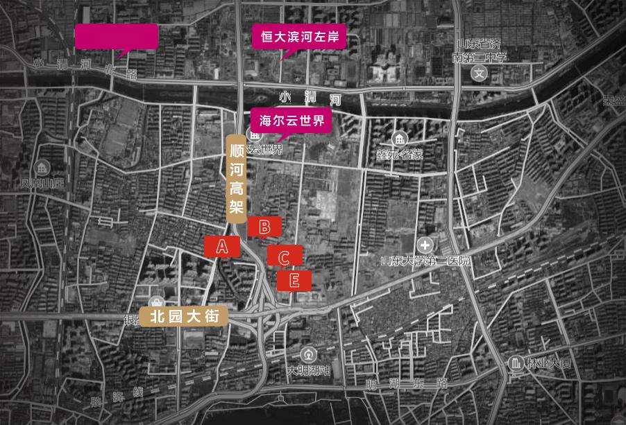 四宗地塊均位於天橋區北園大街以北,順河高架兩側,屬於北湖片區邊莊