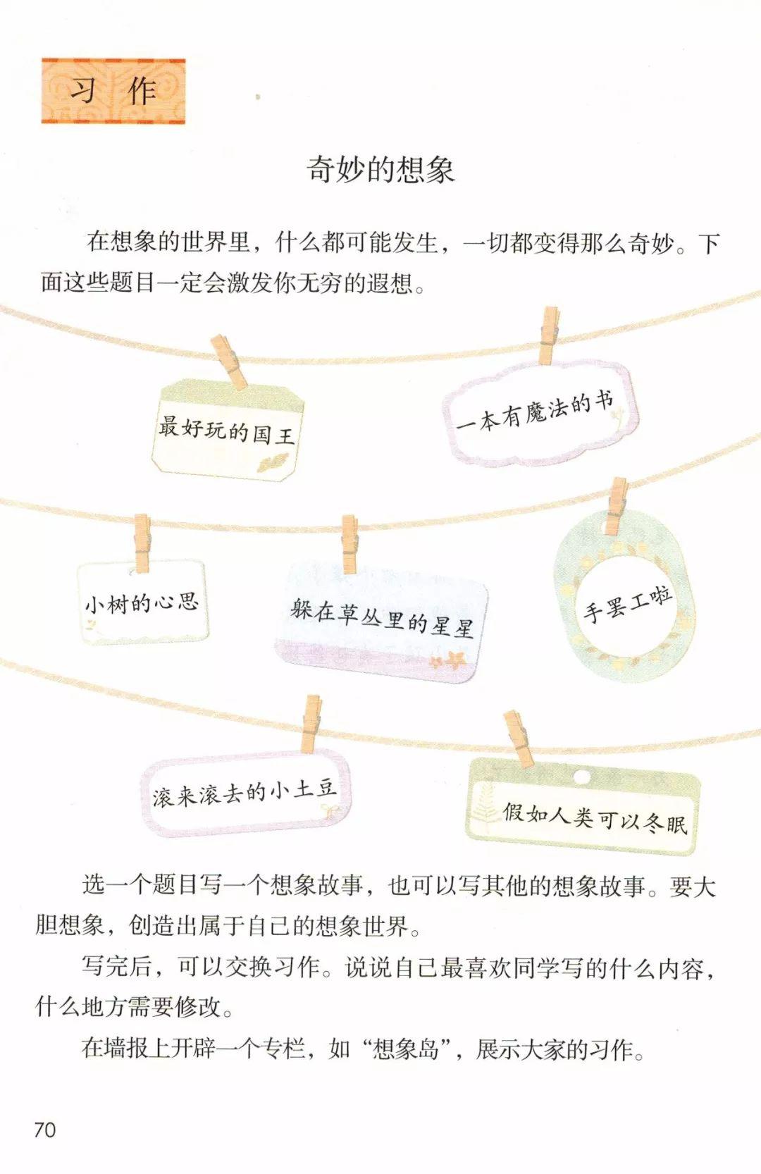 三年级语文下册奇妙的想象习作指导及范文图文解读