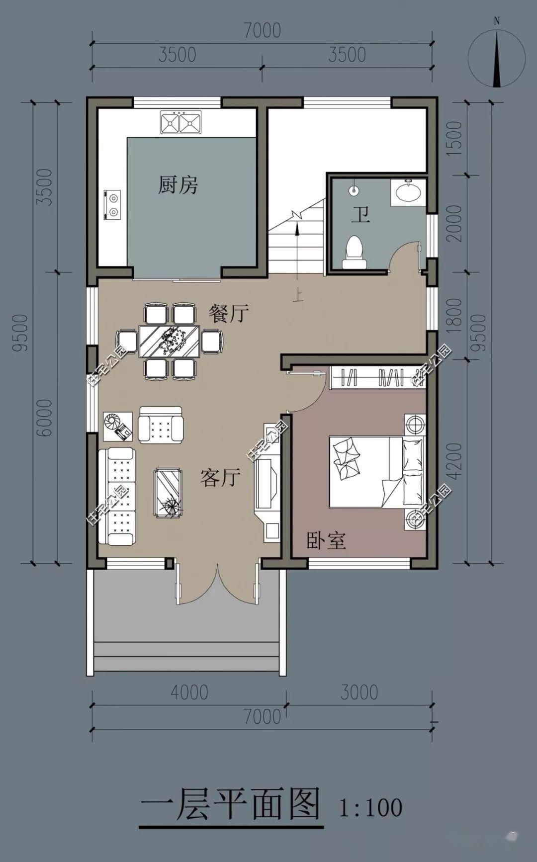 8×10米自建房平面图图片