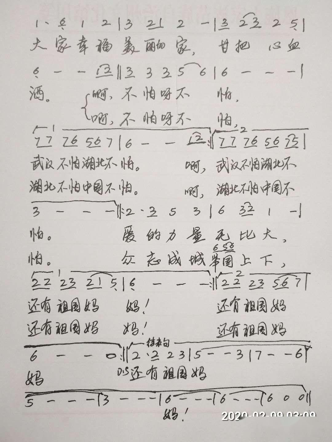 愛的力量無比強大武漢不怕湖北不怕不怕不怕甘把心血灑為了大家幸福