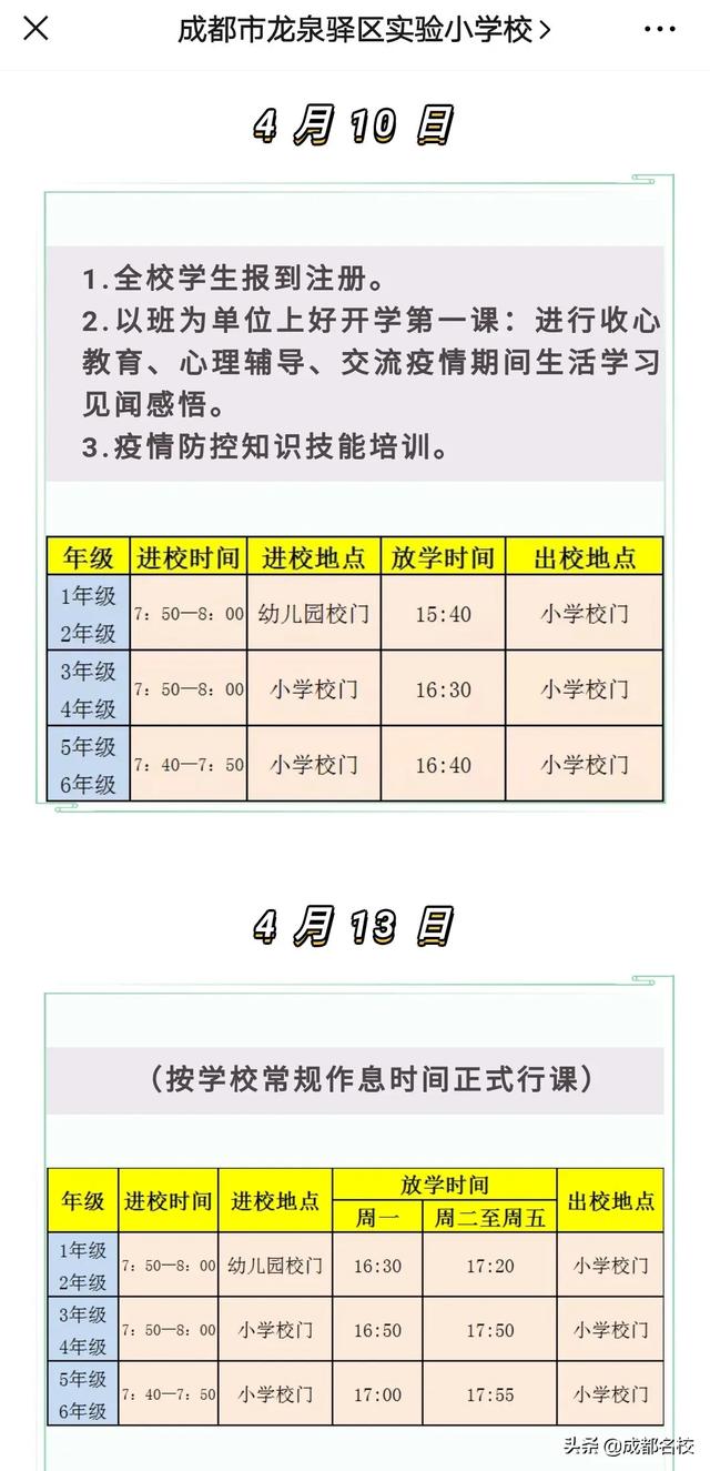 2020年成都小学开学时间你知道吗?这所小学4月10日报到(图6)