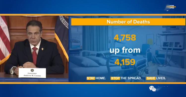 州长从4月5日昨日的新闻发布会,指出"纽约新增住院