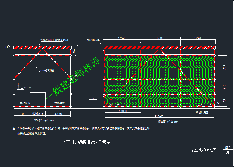 (24m以下)圖四:安全通道做法(24m以上)圖五:配電箱防雨棚做法圖①圖六