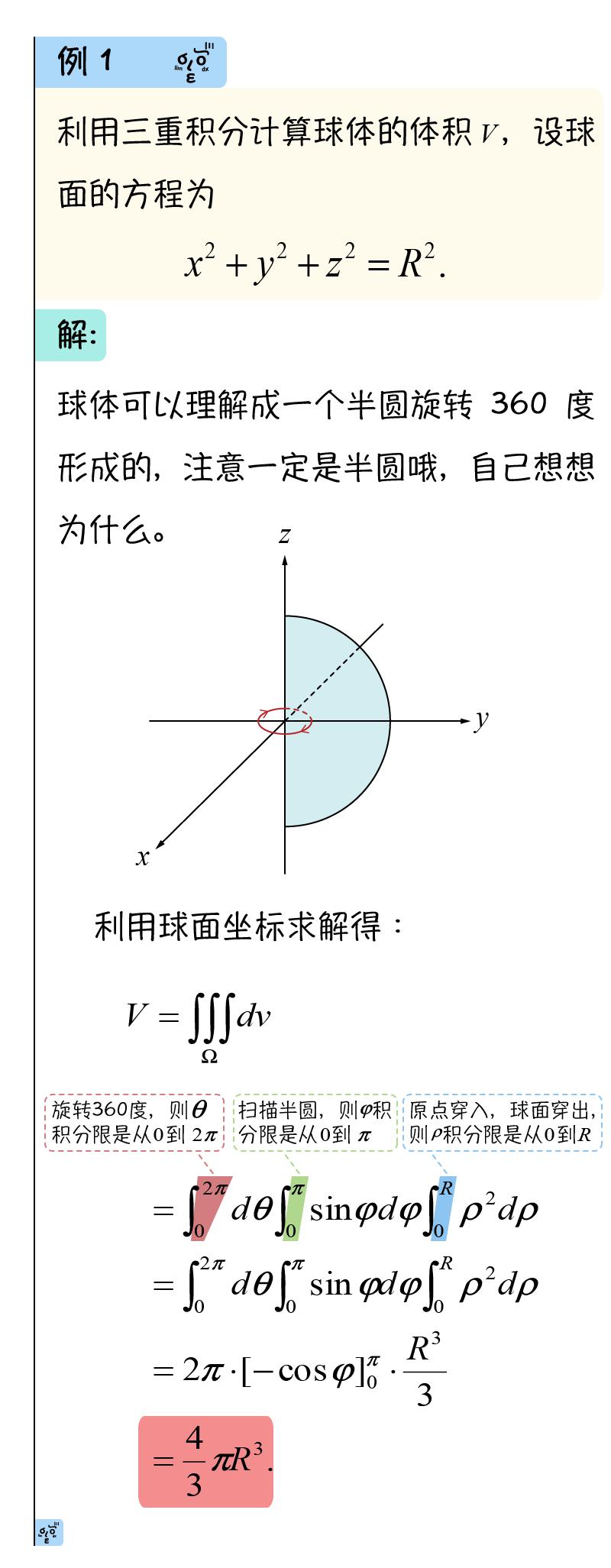 高数074三重积分计算球面坐标