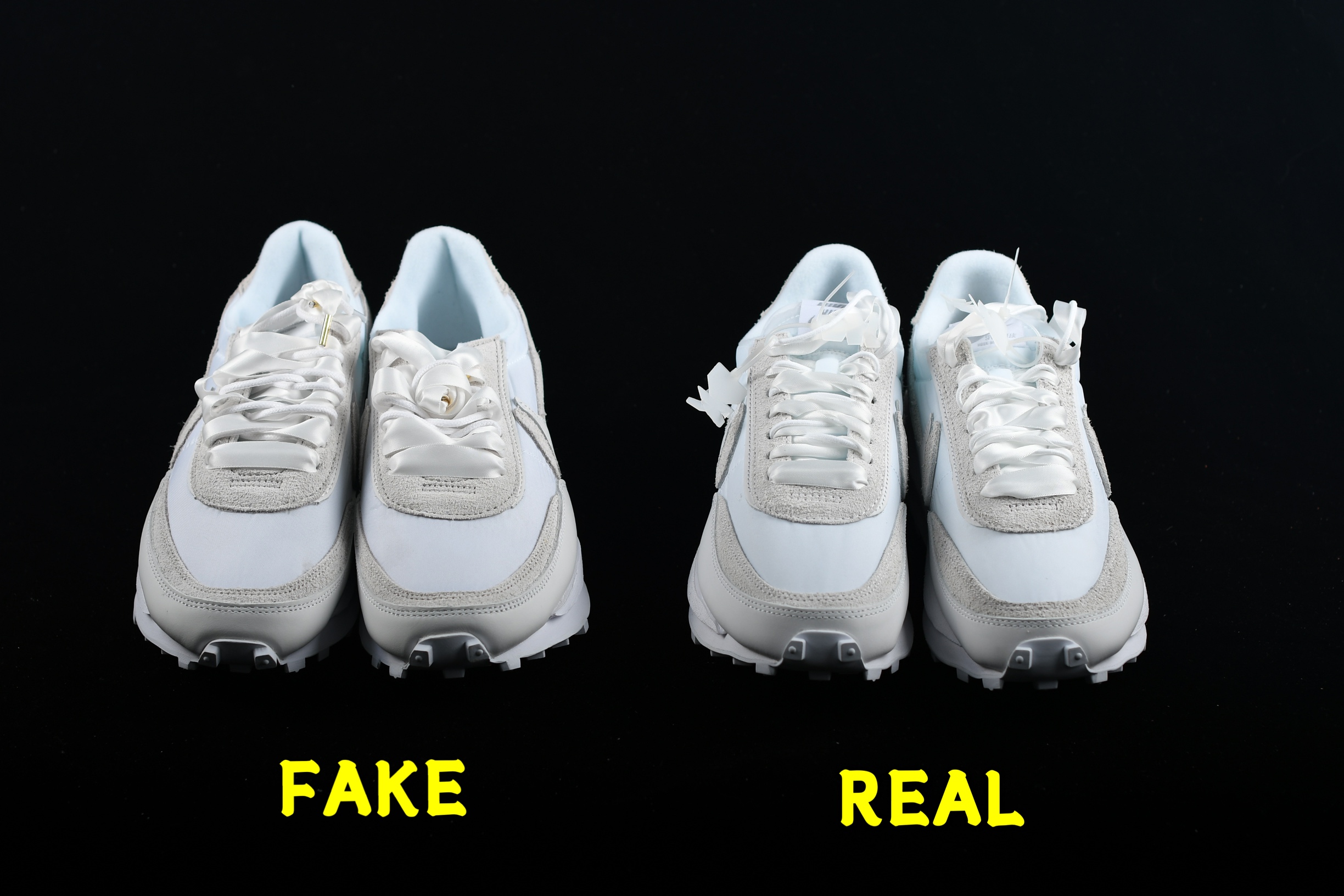 sacaixnike低帮解构纯白真假对比辨别内含鞋垫鞋标鞋盒细节