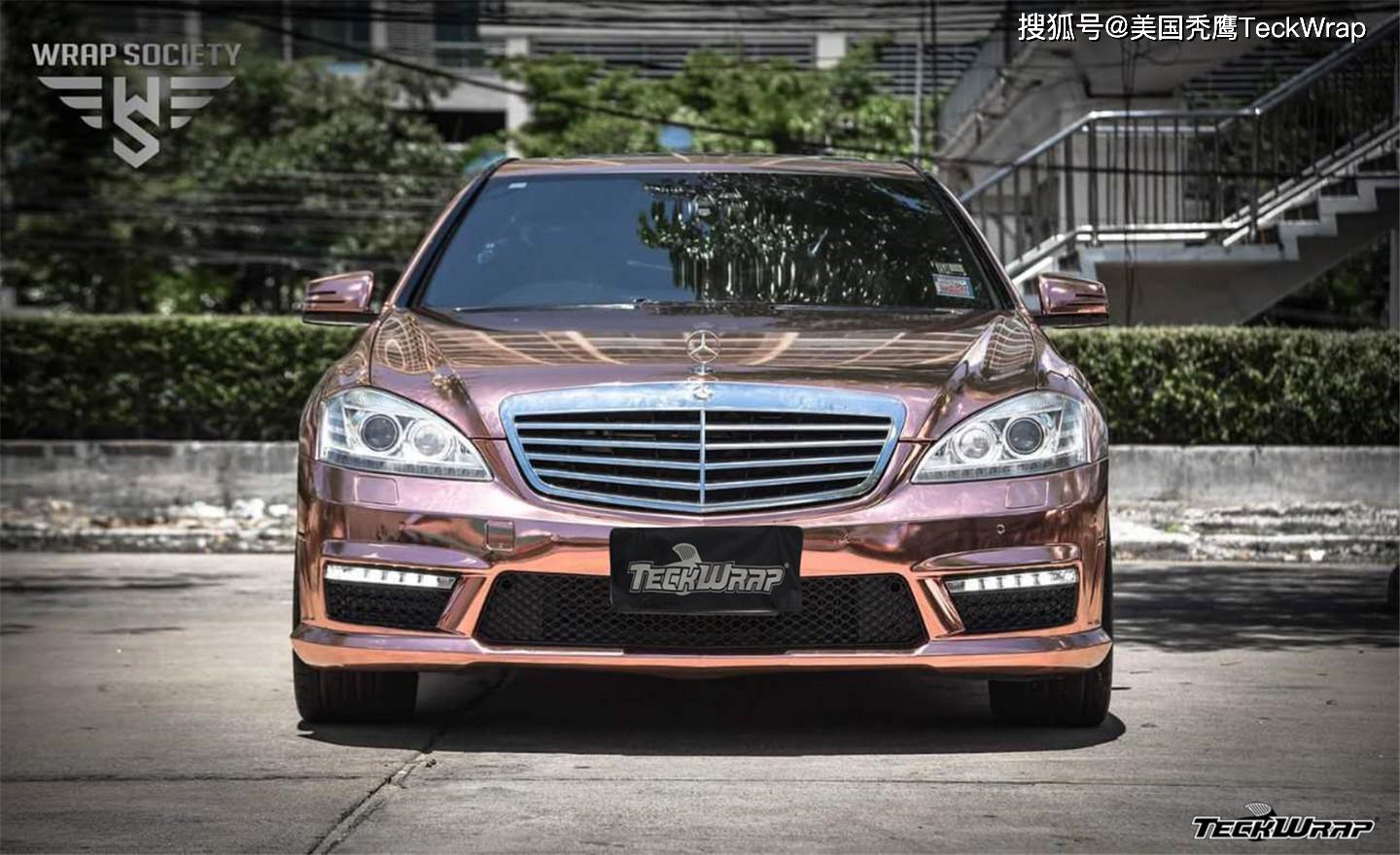 秃鹰teckwrap汽车车身改色贴进口膜chm03e电镀玫瑰金奔驰