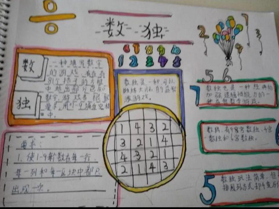 看看学生们用"手抄报"认识的"数独".