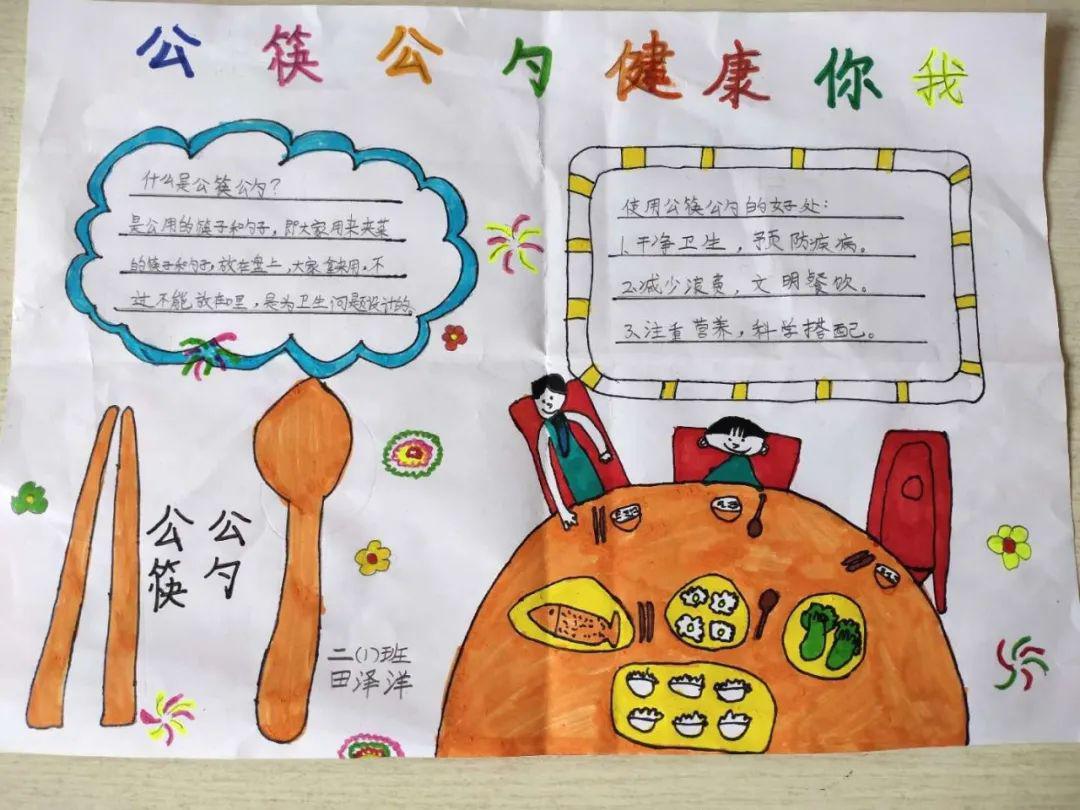 纷纷动手制作了一份份精美的使用公筷公勺 倡导文明用餐的手抄报