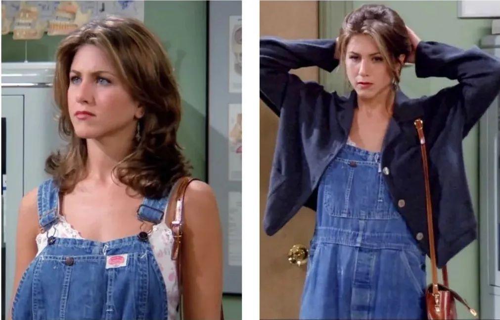 rachel也穿过背带裤 吊带的组合,人设为"美国甜心"的她更适合碎花蕾丝