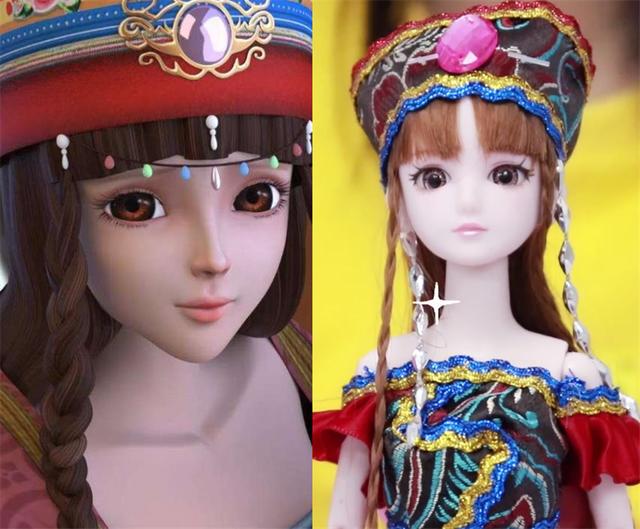 叶罗丽仙子变成娃娃之后,黑香菱神还原,冰公主则缺少了高冷气质