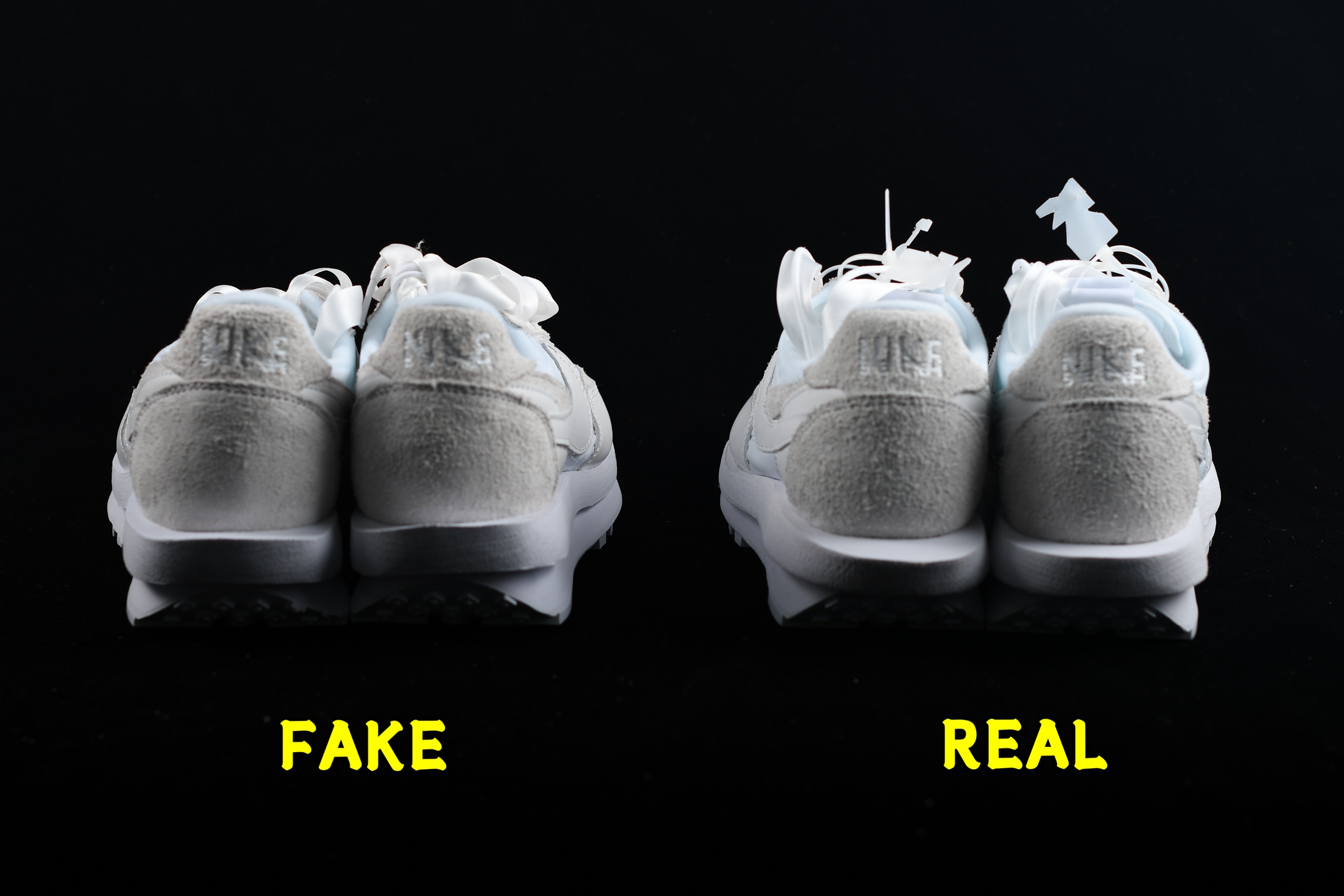 sacaixnike低帮解构纯白真假对比辨别内含鞋垫鞋标鞋盒细节