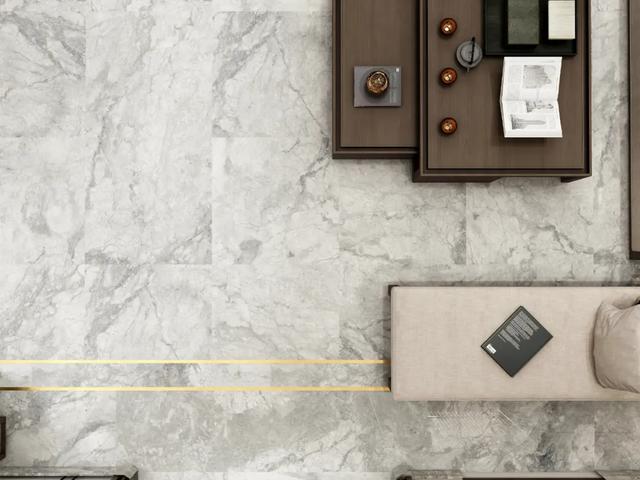 背景墙使用「鱼肚灰」展示了包容宽广的风度一种高品质的生活状态简约