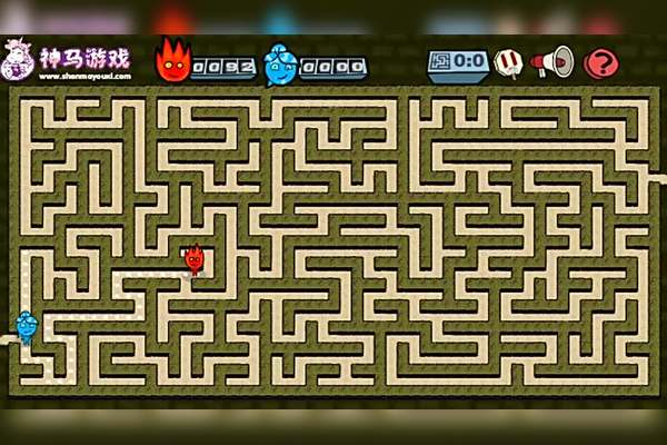 森林冰火人之火男孩和冰女孩一起走迷宫游戏