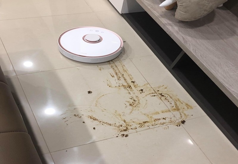 原创当扫地机器人遇到狗屎现场画面可真是揪心啊