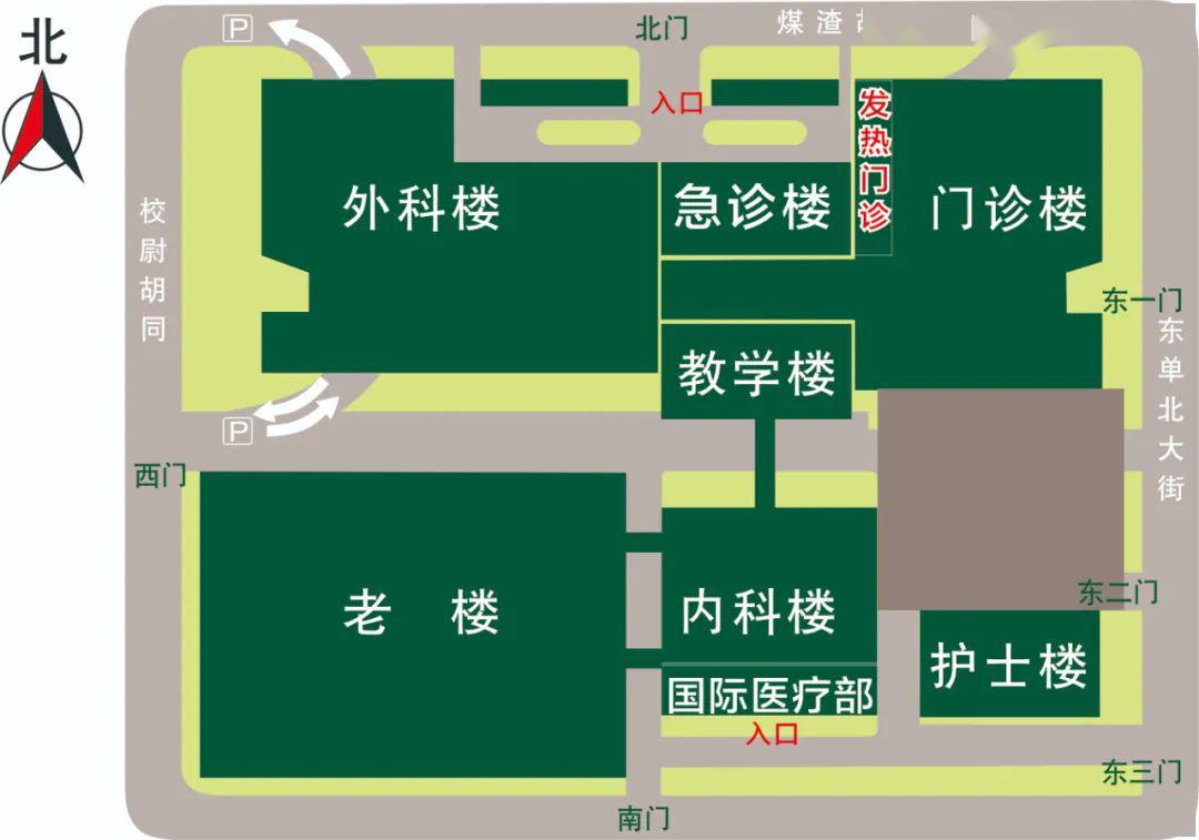 请您由以下路线进入:北京协和医院东单院区东三门或南门进入院区,从