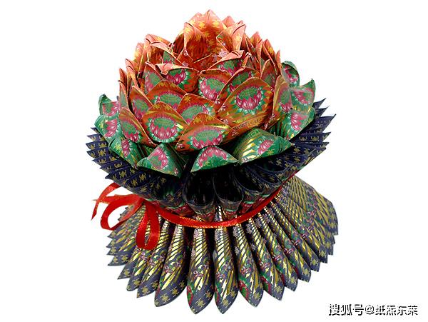 手工作品:祈福莲花(蓝火)初一十五节日烧纸拜神纸烧纸