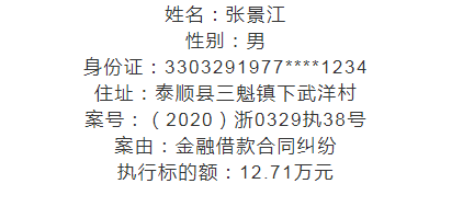 泰顺一批人被曝光有人欠2323万不还