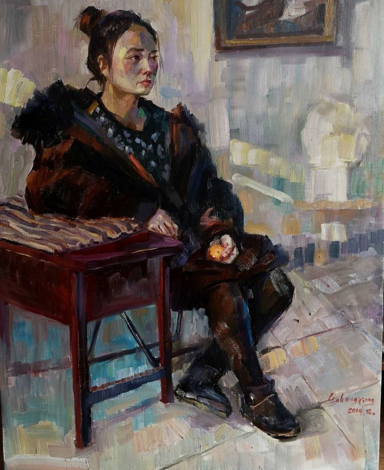 《人物写生1》油画 李忠祥《海南写生》油画 李生南《花开的时候我来