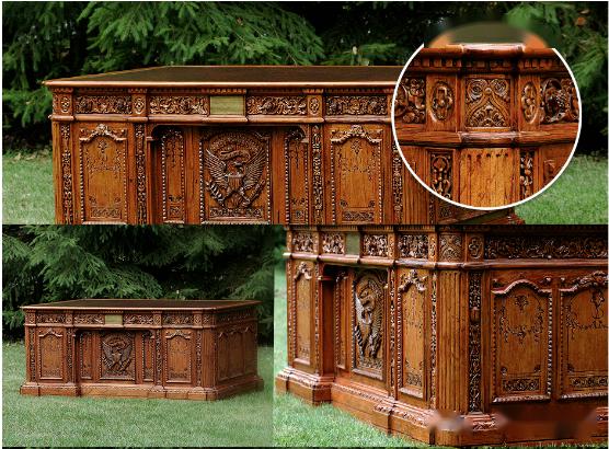 好几位总统都曾在坚毅桌上做过改动,传说川普就在桌上安装了一个可以