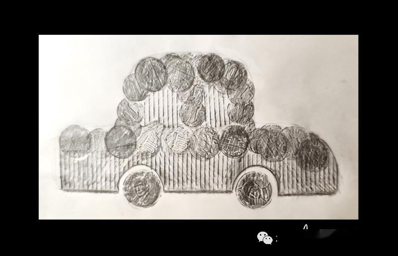 "我利用了梳子和硬币拓印出了一辆车.