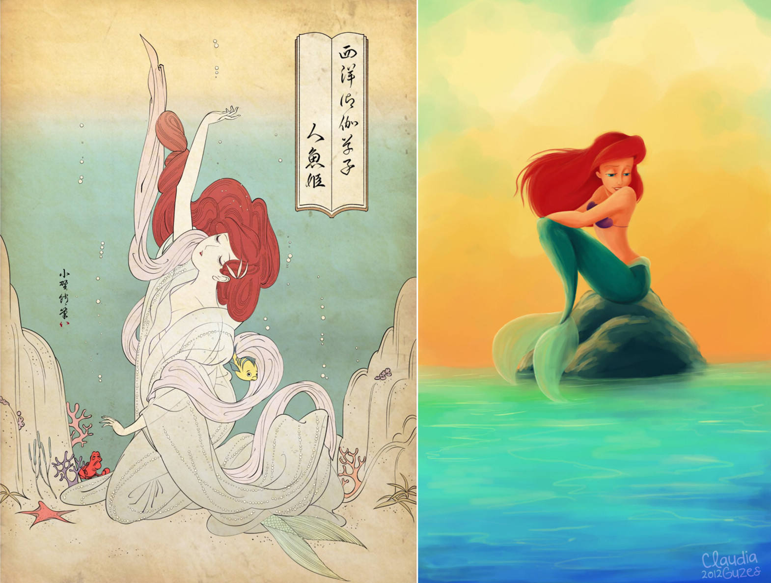 浮世绘风的动漫人物迪士尼公主变传统艺妓初音未来也能这么玩