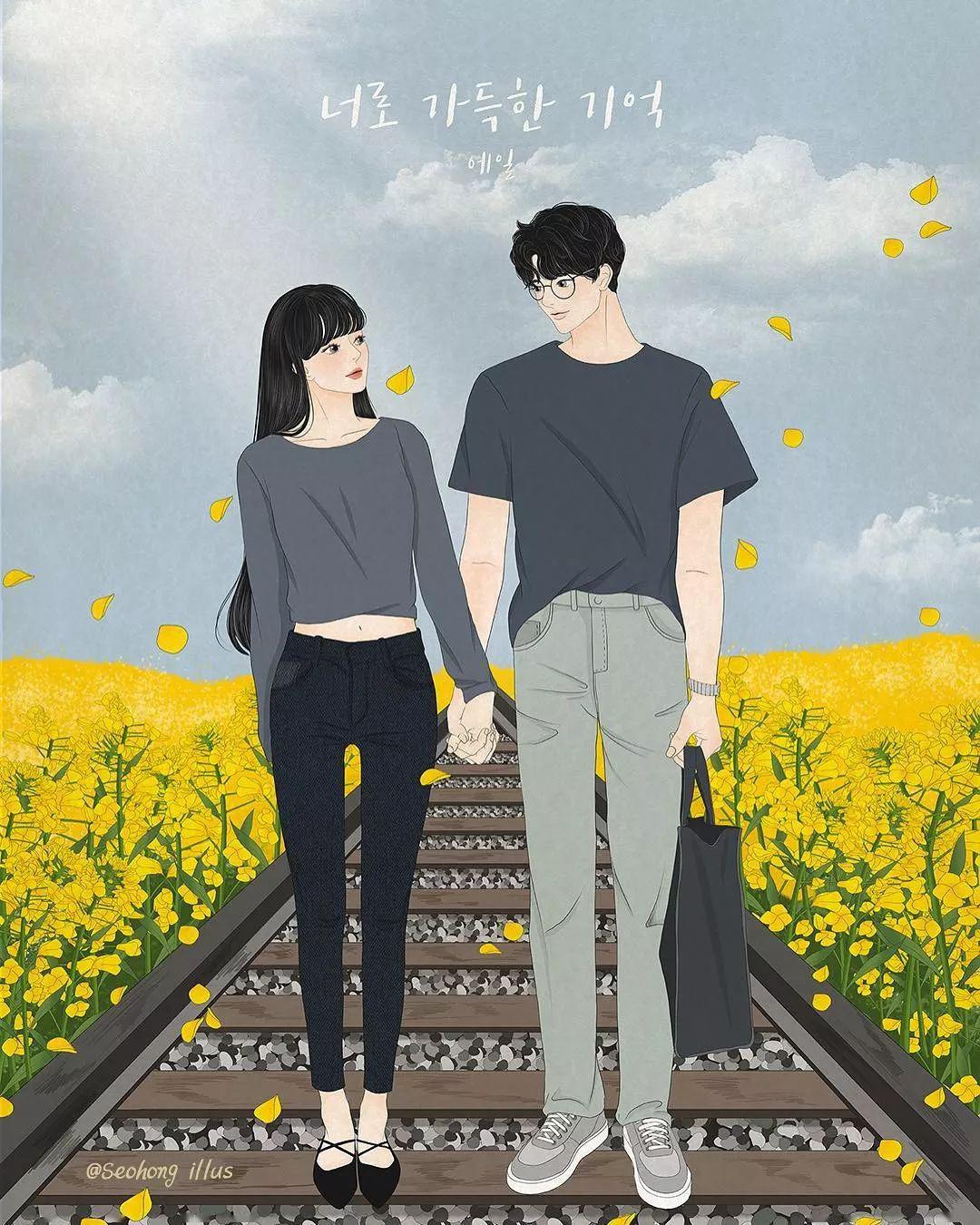 日常她画了一组情侣之间甜腻腻的日常韩国插画师811964(seohong