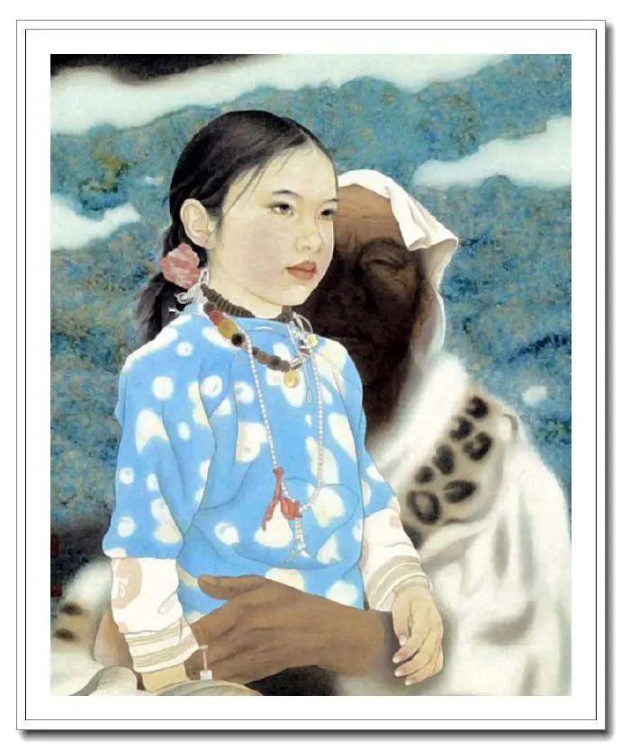 他的人物画色彩优雅而不俗很具生活气息