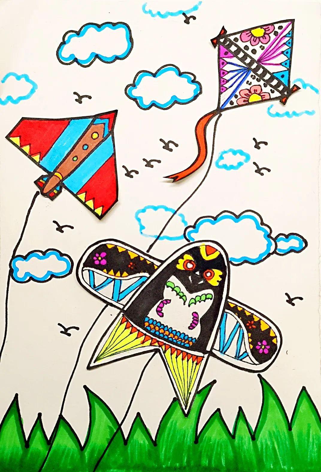 放风筝的图片简笔画 放风筝的图片简笔画卡通 - 水彩迷