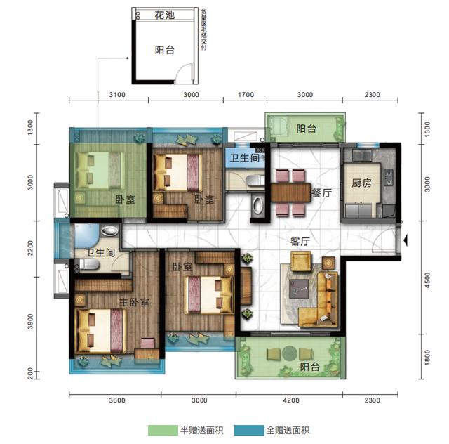 建面约125㎡户型看到这里,你会发现,单凭自身的产品力,博富名苑就